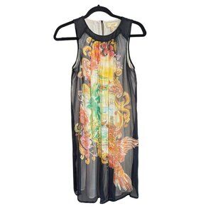 Anthropologie Moulinette Soeurs Sleeveless Silk Swing Dress 2 Floral Travel XS